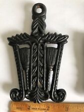 Vintage Cast Iron Kitchen Trivet Hot Pad Wall Hanging Black Small Set of 2 picture
