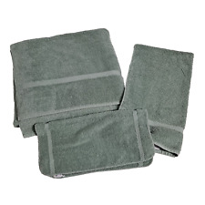 Vintage Royal Velvet Fieldcrest Bath Hand Towel Washcloth Set Green Soft USA picture