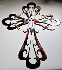 Curved Ornamental Cross - Metal Wall Art - Copper 17