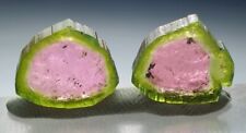Polished watermelon tourmaline pair slices - 8 carats picture