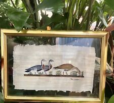 Egyptian “3 Geese On Papyrus”  Matted And Framed  picture