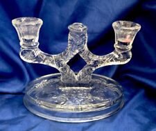 Candle Stick Holder EAPG Candelabra Cut Glass Crystal Double Arm Vintage picture