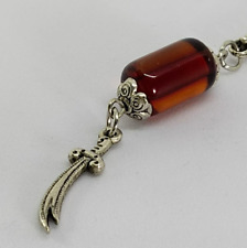 Vintage Red swirl Pressed Amber Bakelite Islamic Prayer 33 Beads Misbaha Rosary picture