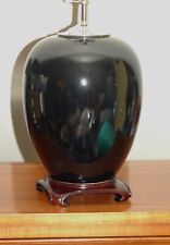 CHINESE Black PORCELAIN LAMP Nickel Vase Monochrome Ginger Melon Jar Modern picture