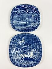 Set of 2 Vintage Rorstrand Sweden Collectors Blue Wall Plate Julen 1972   & 1977 picture