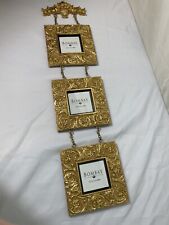 Bombay Picture Frames Gold Decorative Scrolled Triple Hanging Trio New 3.5X3.5 picture