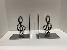 Aluminum Treble Clef Book Ends Music Books From Living Spaces 5x4- Set Of 2 picture