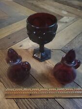 Avon 1876 Cape Cod Collection Ruby Red Goblet Cup & 2 Pitchers picture
