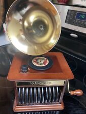 Vintage Mr. Christmas Harmonique Gramophone Music Box Player w/ 11 Mini Vinyls picture