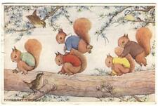 Artist Signed Postcard Margaret Tempest Leapfrog Squirrels Playing picture