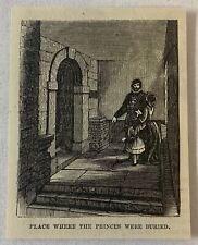 1877 small magazine engraving~ PLACE WHERE PRINCES WERE BURIED Tower Of London picture