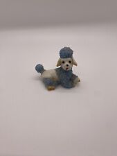 Vintage~ Sugared Porcelain White Poodle Figurine With Blue picture