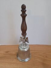Vintage Hand Bell w/Silver Tone Metal American Eagle and Wood Handle Loud Peal picture