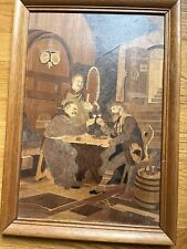 Large Buchschmid & Gretaux German Wood Marquetry Inlay “Fast Friends”  24”x 17” picture
