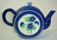 2006 Burton and Burton Blue Violet 6-Cup Teapot with Raised Flowers, Rare picture