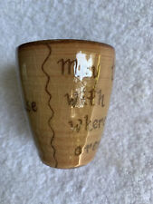 VTG Irish Blessing Curse Cup Vase Pottery Handmade May Devil Fly Away With Roof picture
