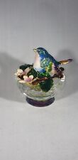 blue bird atop enameled cloisonne swarovski crystals jewelry box lead crystal picture