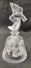 Vintage Artmark 1990 Etched Crystal Glass Bell Hummingbird Handle Sawtooth Rim picture