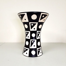 MCM Pottery Flared Vase VTG Geometric Wheel Thrown Handmade Chulucanas Peru 1960 picture