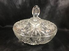 Vintage Anchor Hocking EAPC Clear Glass 7-1/4” Covered Candy Dish Bowl picture
