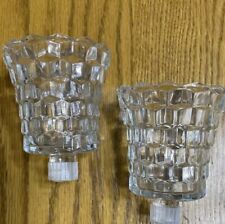 Vintage Clear Glass Paneled Votive Candle Holders Jeg End 3.75 In Tall picture