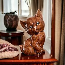 Vintage Brown Kitten Cat Figurine Cindy F. 1970s Glazed-Handcrafted Studio Made  picture