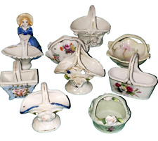 Vintage Miniature Porcelain Baskets Figurines Japan picture