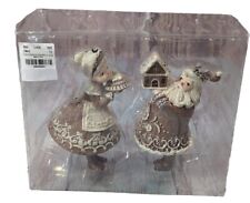 Set of 2 Gingerbread Lace Santa & Mrs Claus Christmas Tree Figural Ornaments NEW picture