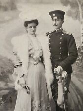 Imperial Russian Officer And His Dame 1907 Tarnov Bulgaria Cabinet Card Antique picture