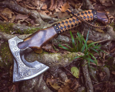 Valhalla Viking Axe, Custom Handmade High Carbon Steel Throwing Axe Engraved Axe picture