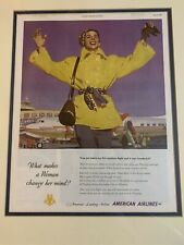 American Airlines Ad ArtLadies Home Journal March 1950 framed Ad rare picture