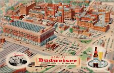Budweiser Anheuser-Busch St Louis Vignette Tray Bottle and Glass Postcard W11 picture
