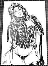Signed Carlos Silva Black Queen Inked Commission 11X17 Ed Benes Studio picture