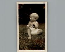 Antique 1940's Little Boy with Pipe in Hand - Black & White Photography Photo picture