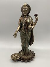 Goddess Maa Laxmi Idol Brass Statue Standing in Lotus Lakshmi for Temple 10