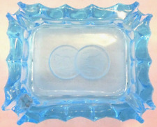 Vtg Fostoria Coin Glass Ice Blue Ashtray Turquoise Rectangle Liberty picture