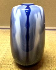 4th Gen Tokuda Yasokichi Aikabishi Kutani Ware Flower Vase Porcelain 20cm Blue  picture
