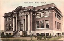Hand Colored Postcard Aurora Public Library in Aurora, Illinois~1001 picture