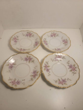 Vtg Edelstein Bavaria Maria-Theresia Delphine Floral Porcelain Saucers Set Of 4 picture