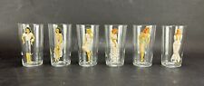 Vintage Magic Follies Girl Glasses Peek-A-Boo Glasses Federal Glass Set of 6 picture
