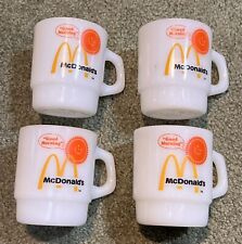 4 Vintage 4 1/4” Milk Glass McDonald's Anchor Hocking Coffee Mugs Cup Fire King picture