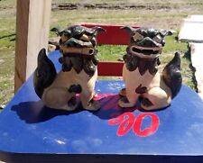 RARE PAIR LARGE Japanese Foo Dogs Hand Painted Vintage 1950 Okinawa picture