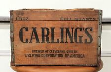 Antique CARLING'S BEER Columbus Ohio Wooden Wood Crate Box picture