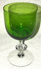 Vintage Emerald Green Wine Goblet Glass MCM Barware Stemware Replacement picture
