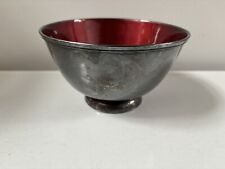 Silverplate Bowl Red Enamel EP #5003 Footed Paul Revere Towle Silversmiths picture