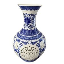 Jingdezhen Hollow Ceramic Vase Chinese Blue And White Pierced Vase Beautiful picture