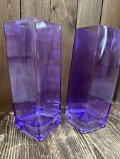 Teleflora Luscious Lavender Purple Vase Geometric Purple Glass Vase 9.5
