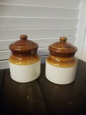 Vintage Armbee Glazed Two-Tone Lidded Sugar Bowls Set of 2 picture