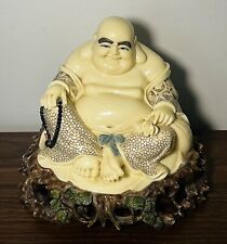 Vtg Laughing Buddha Statue Resin Lucky Feng Shui Wealth Good Luck Fortune Figure picture