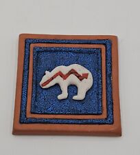 Zuni Bear Wall Plaque Native American Pottery Signed 5